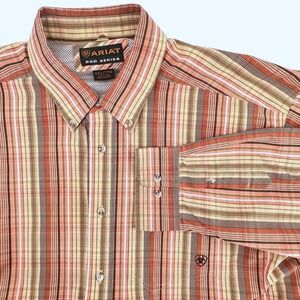 Ariat Pro Series Mens XXL Plaid Long Sleeve Button Down Shirt Western/Cowboy